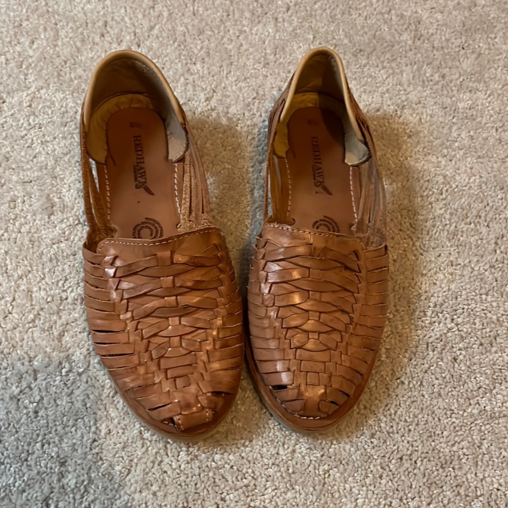 Redhawk Boot Co. 
Light Brown Braided Woven Leather Sandal size 8.5